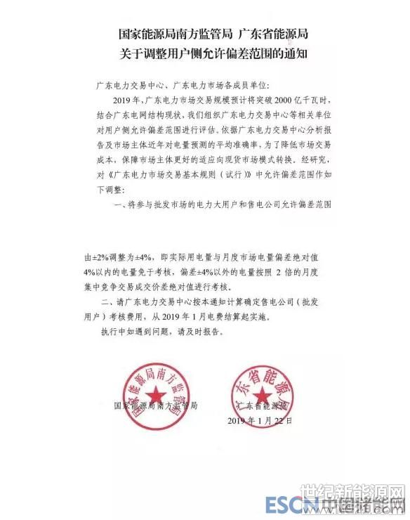1月起實施！廣東用戶側偏差考核調整至±4%
